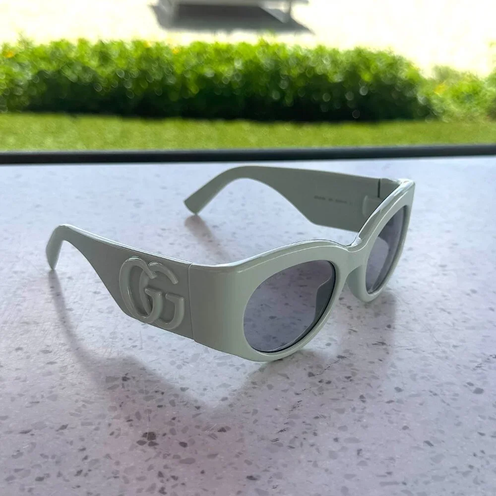 Gucci GG1544S 003 Green Grey Oval Sunglasses Women - Picture 6 of 13